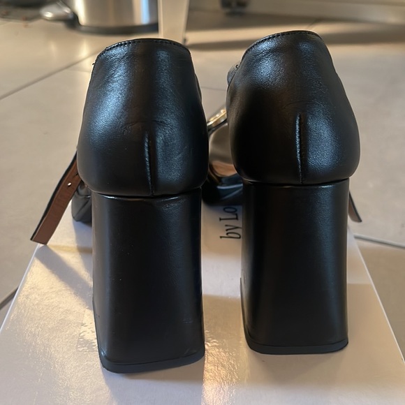 L'idea by Lori Chunky Leather Black Sandals w/Gucci like Buckle "Juice Frenchy" - Picture 6 of 9